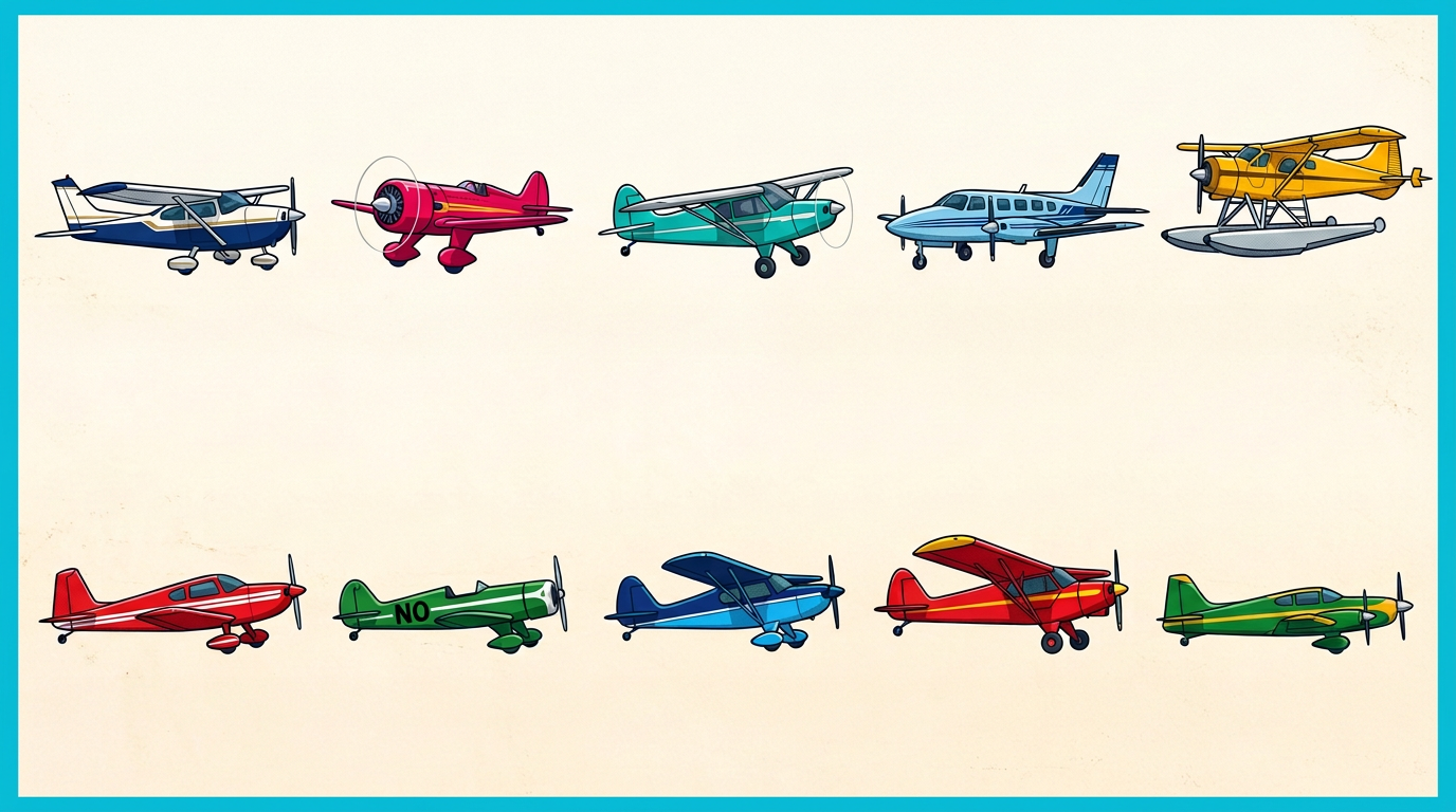 Ten brightly illustrated future Vineyard Airways propeller aircraft